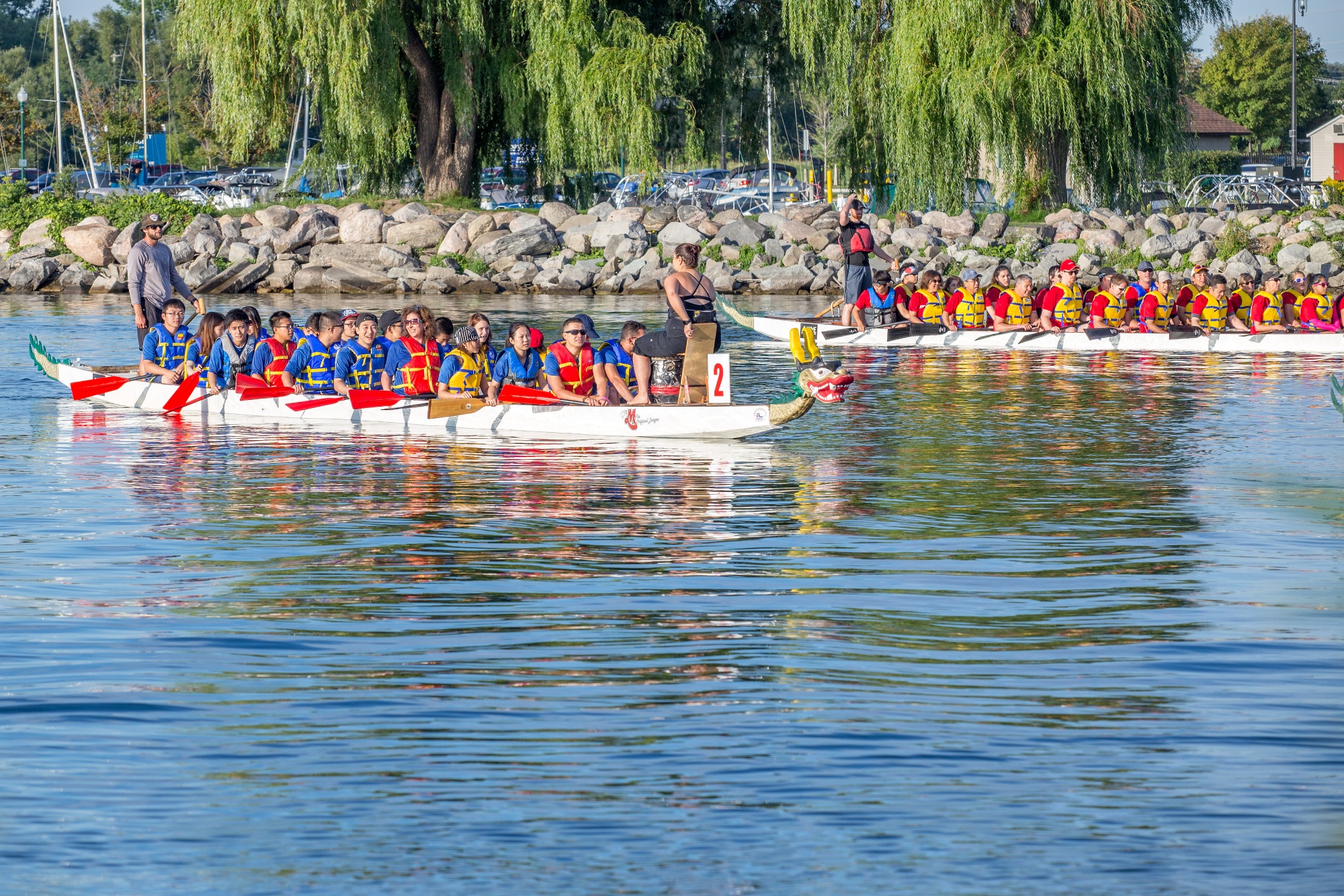 Dragon Boat Team in red uniforms