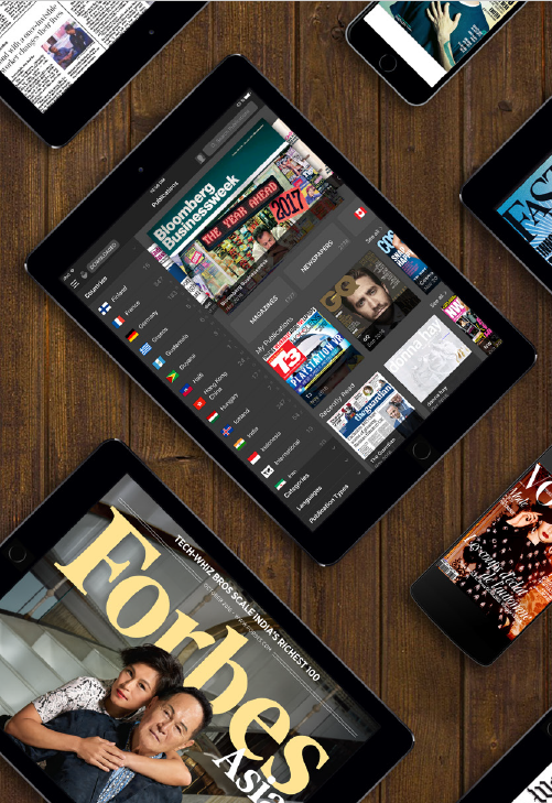 Tablets displaying magazines