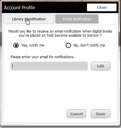 cloudLibrary Email notifications